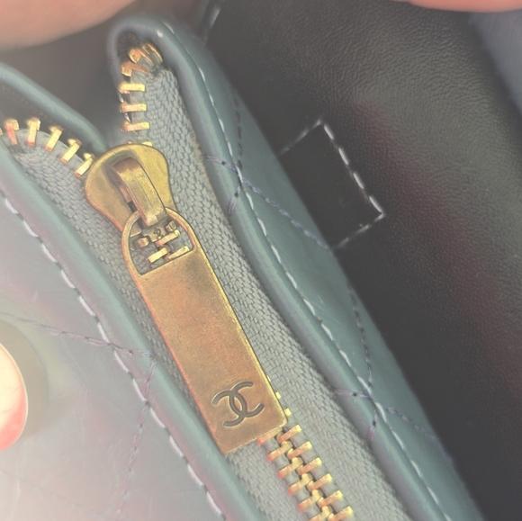 $6500 Chanel Blue Crossbody Quilted Bag ChainStrap Women Blue Gold Double Button - Picture 11 of 16